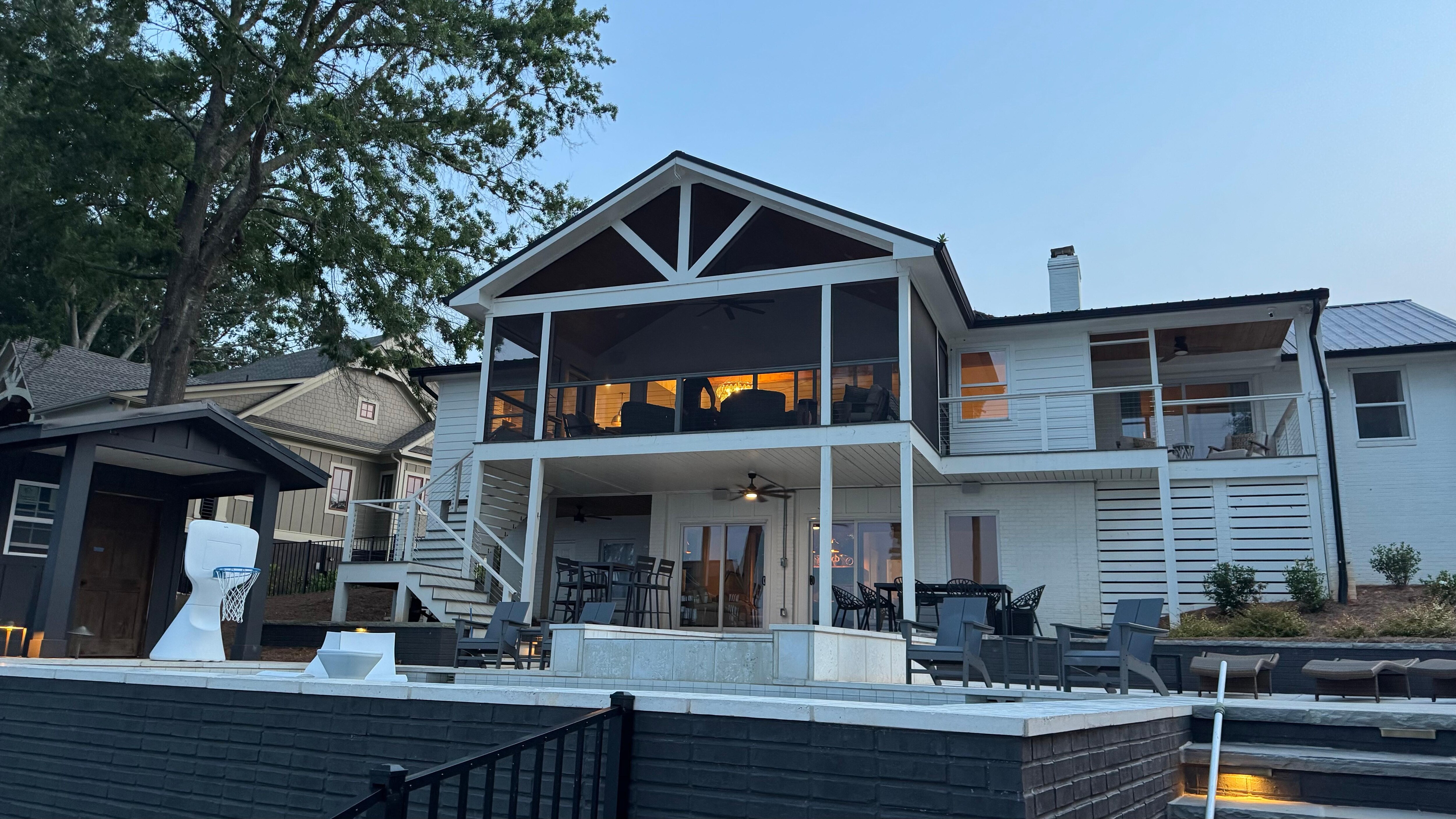 View of the rear of the house that faces the lake
