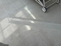 Dangerous unmarked patio steps. Blend with patio