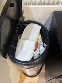 Trash can full at arrival.