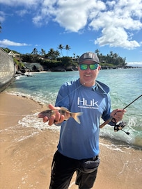 Got some fishing in on Kahana sunset beach.