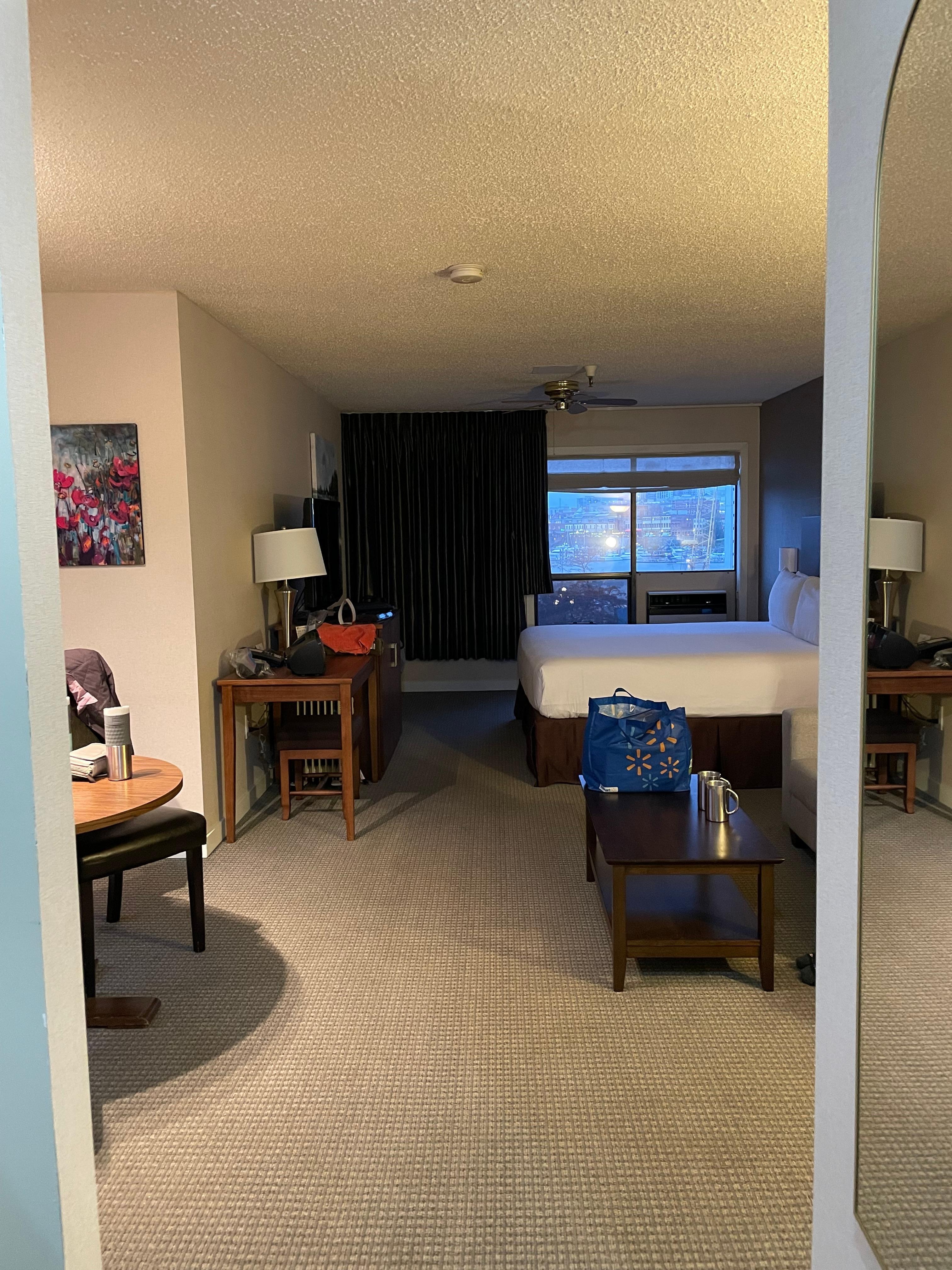 Nice comfy king bed and view of the harbour