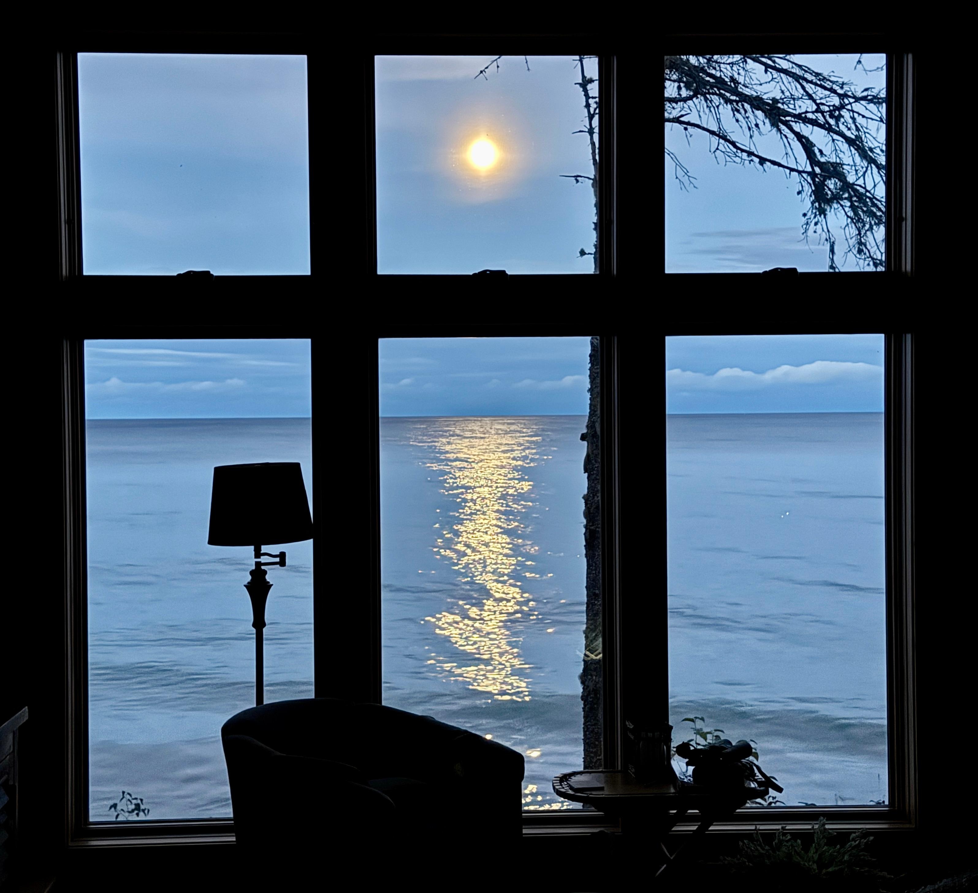 Full moon through the living room window