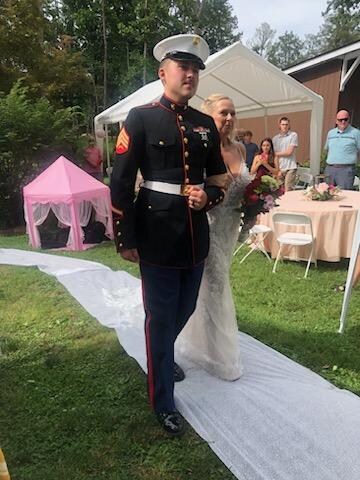 Brides Marine son walking her down the aisle 