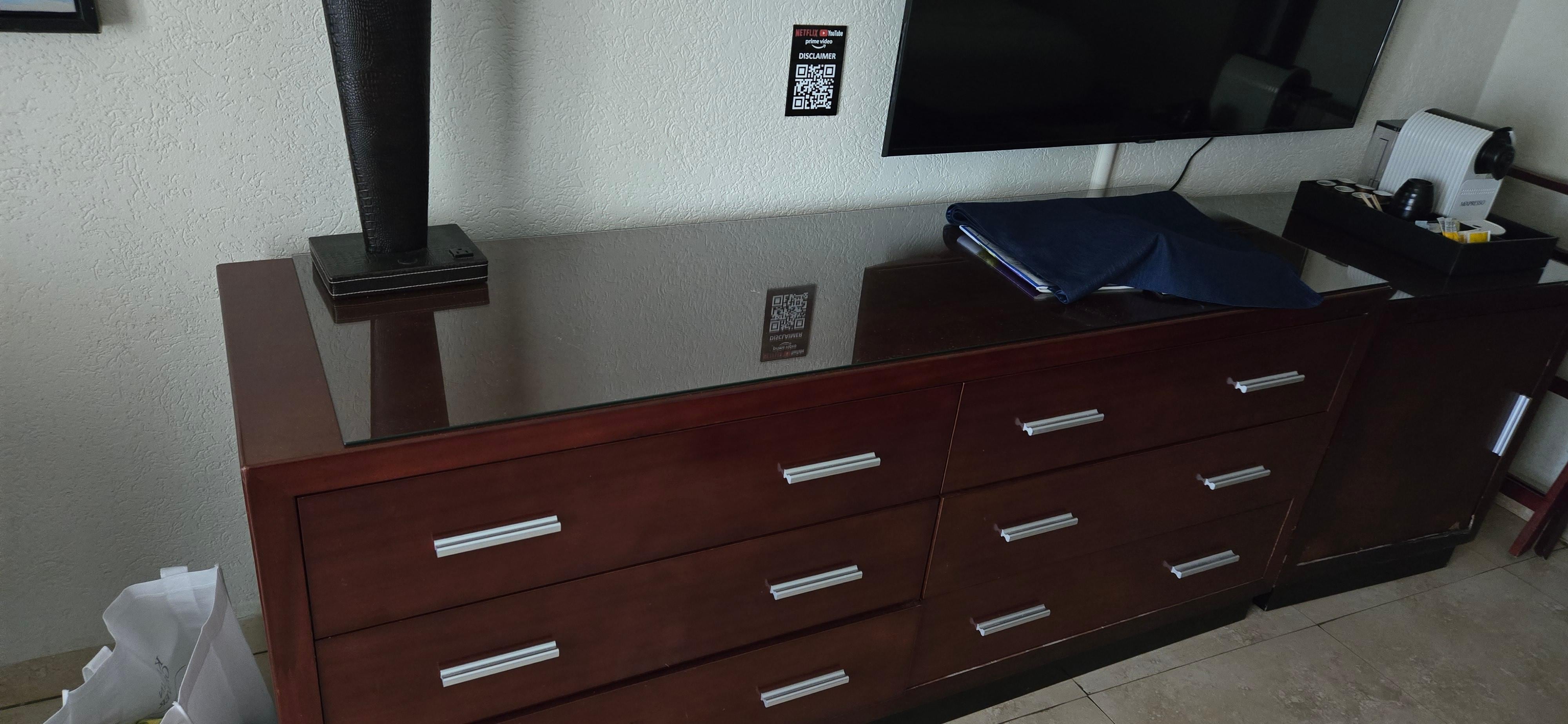 Quirky room with glass that didn't fit the dresser