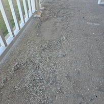 Balcony hadn't been swept in forever it looked like which i swept it so we could walk out without tracking stuff in.