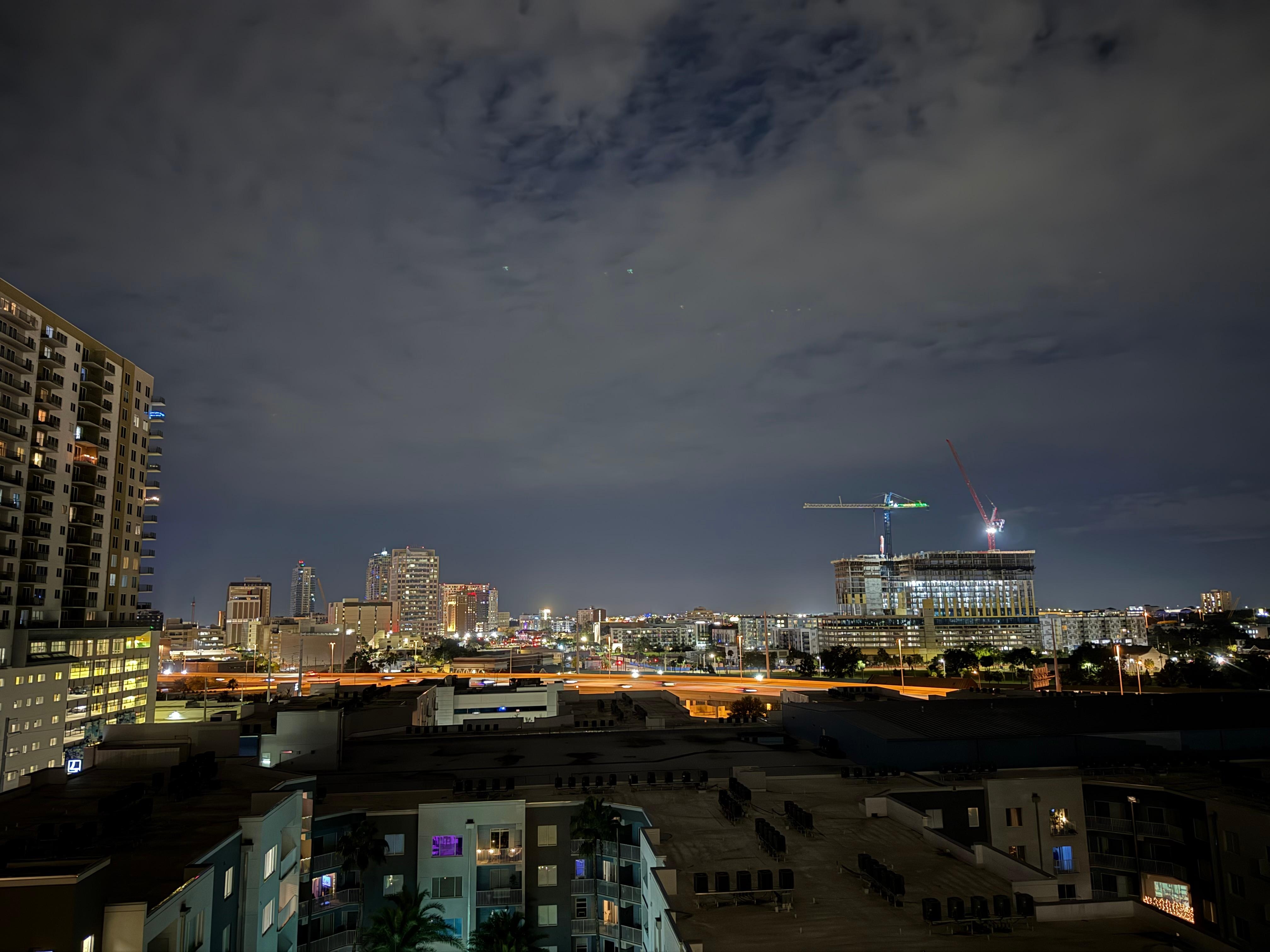 Nighttime balcony view
