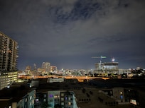 Nighttime balcony view