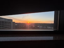 Sunrise over the highway under our hotel