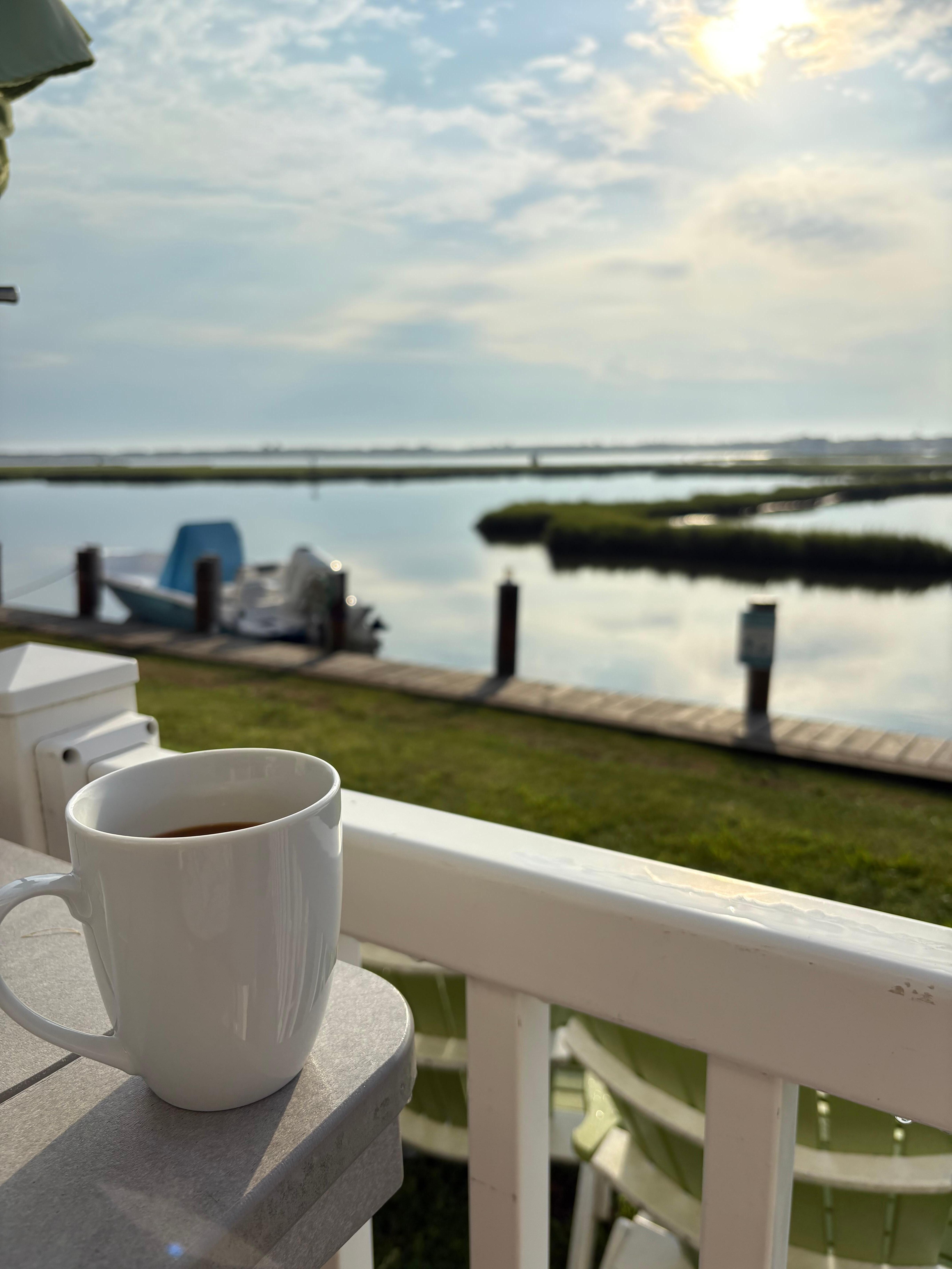 Morning coffee with a beautiful view. 