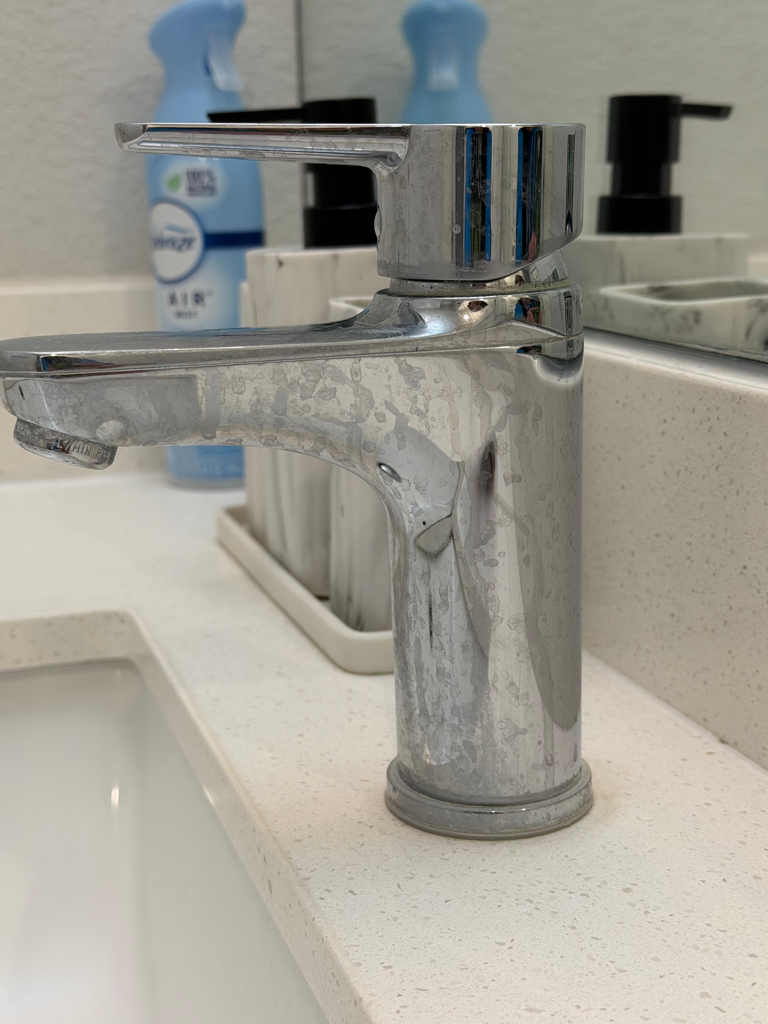 Faucets hadn’t been wiped off and toothpaste splatter on the mirrors