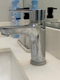 Faucets hadn’t been wiped off and toothpaste splatter on the mirrors