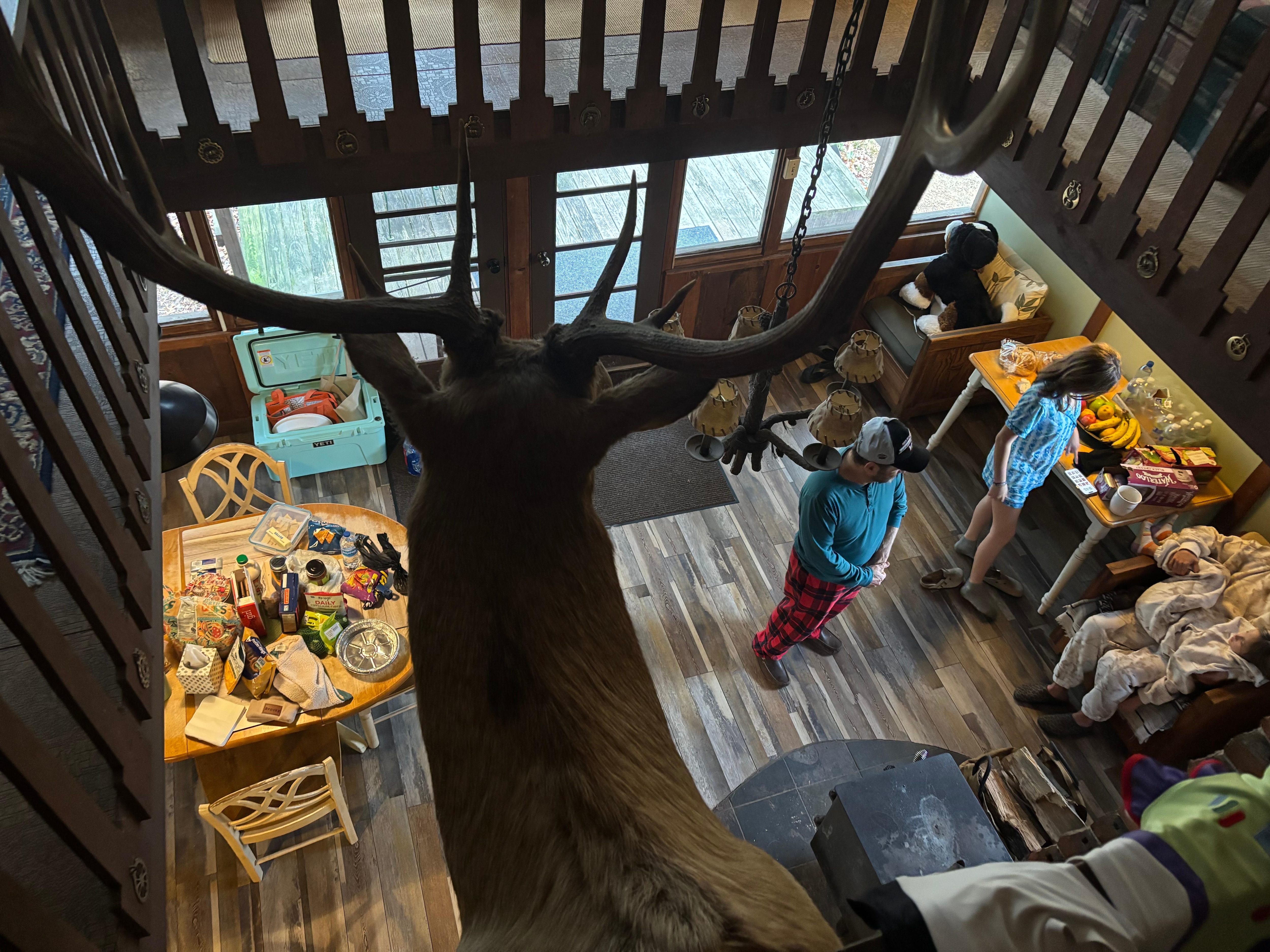 View from upstairs to kitchen area