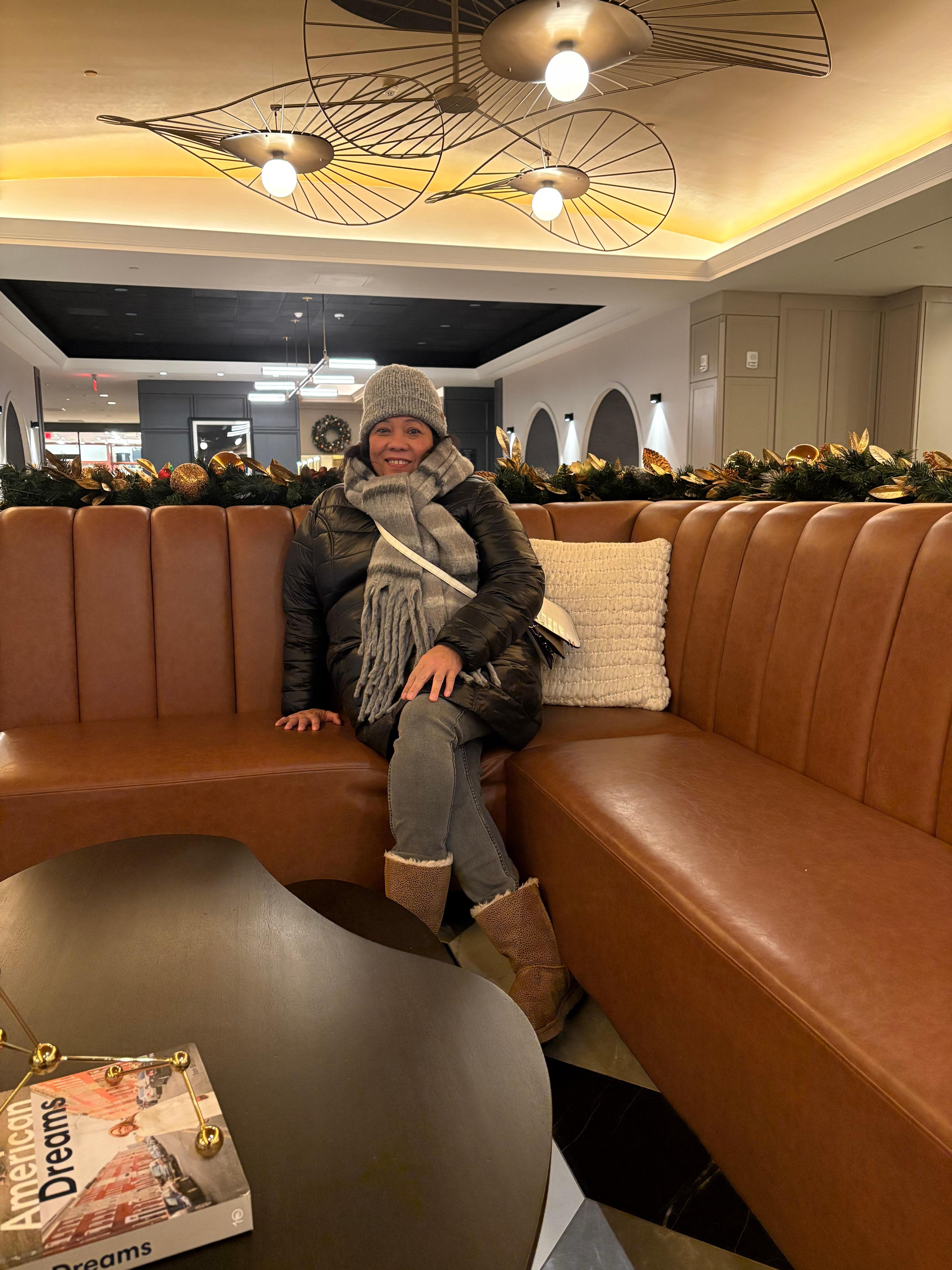 Lounging in the comfy and beautiful lobby