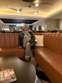 Lounging in the comfy and beautiful lobby