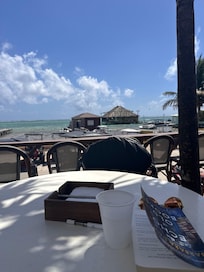 Quiet afternoon on deck of restaurant