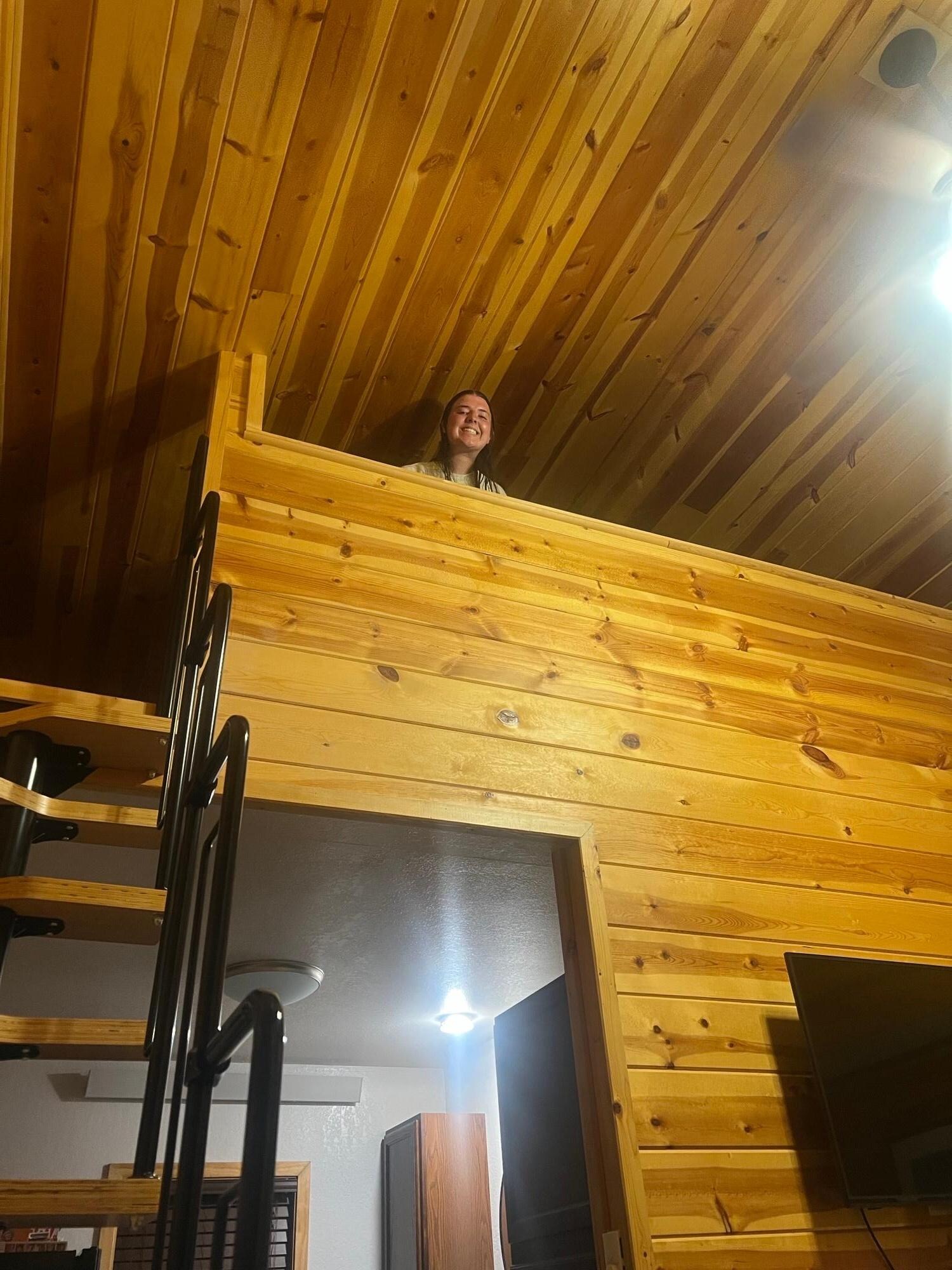Peeking down from the loft
