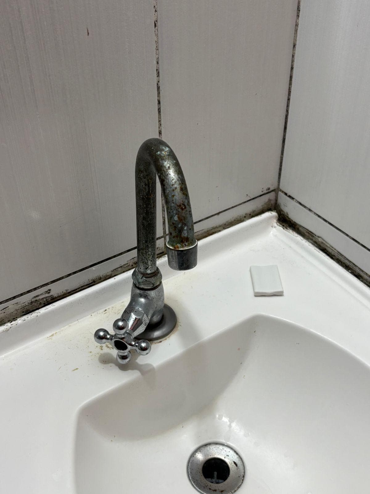 Torneira podre, pia mofada. 