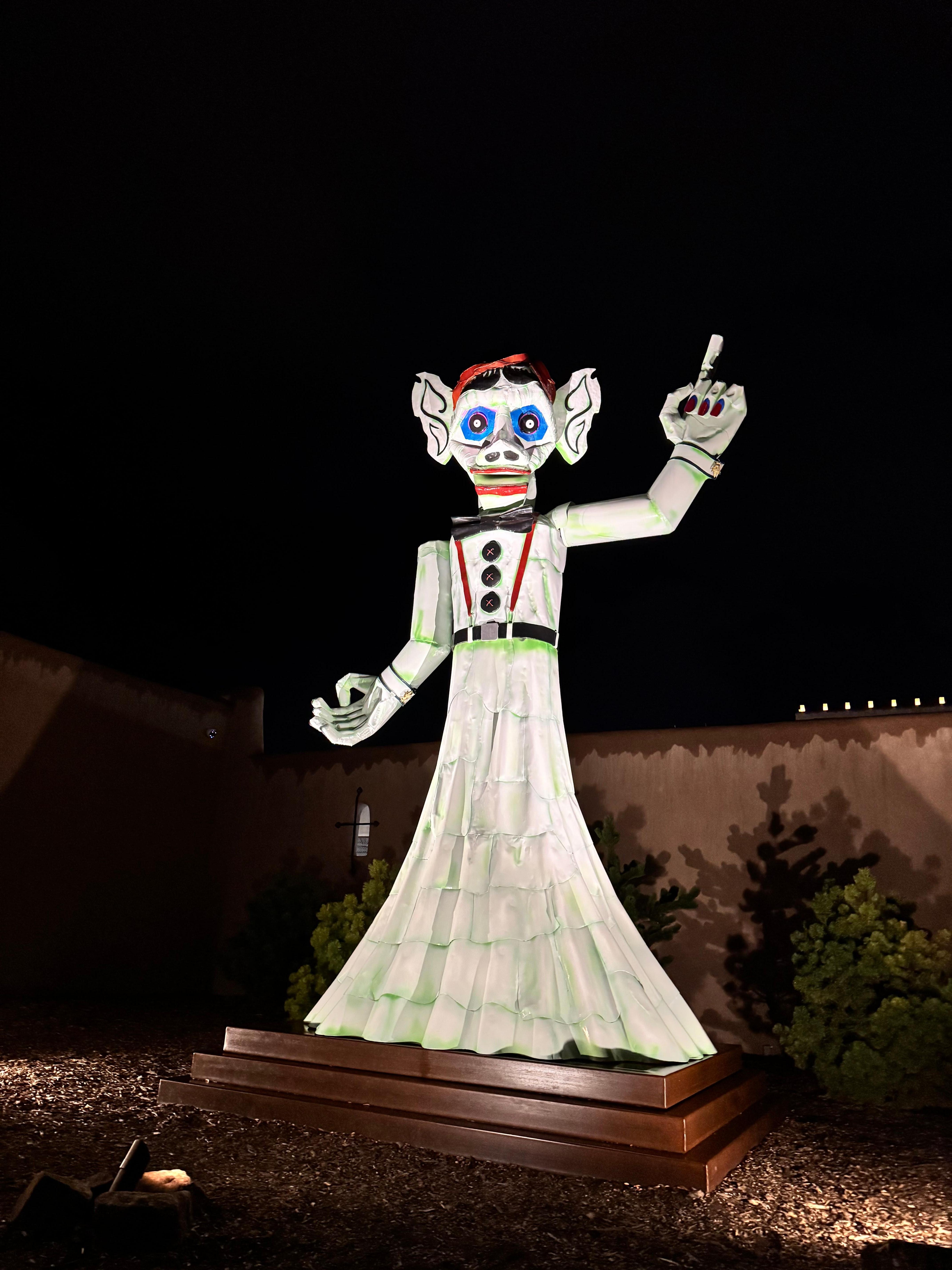 statue of Zozobra, also known as "Old Man Gloom". This figure is part of a unique annual tradition in Santa Fe, New Mexico, where a giant, 50-foot tall marionette is built and burned