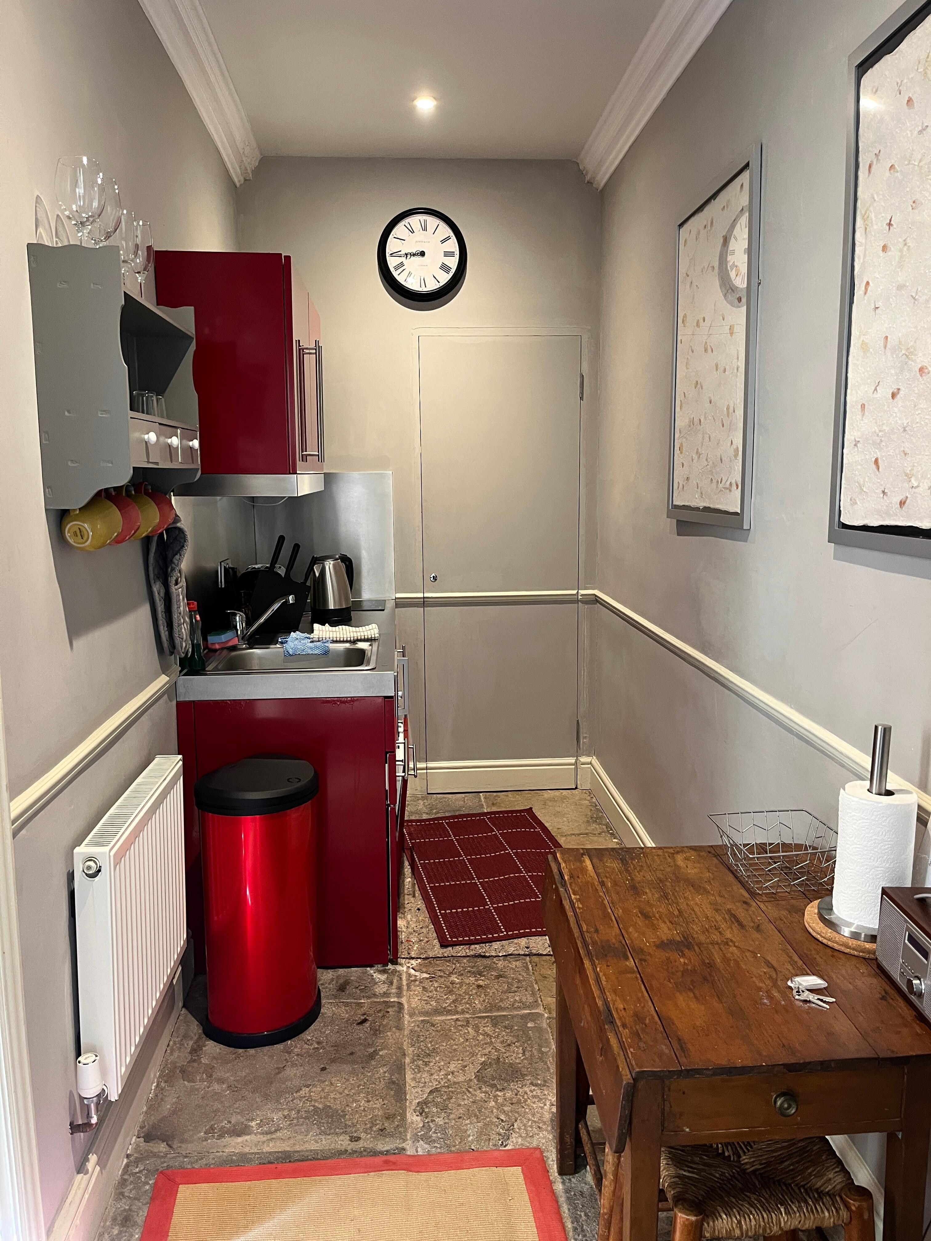 Kitchen with stone floor and freezing cold