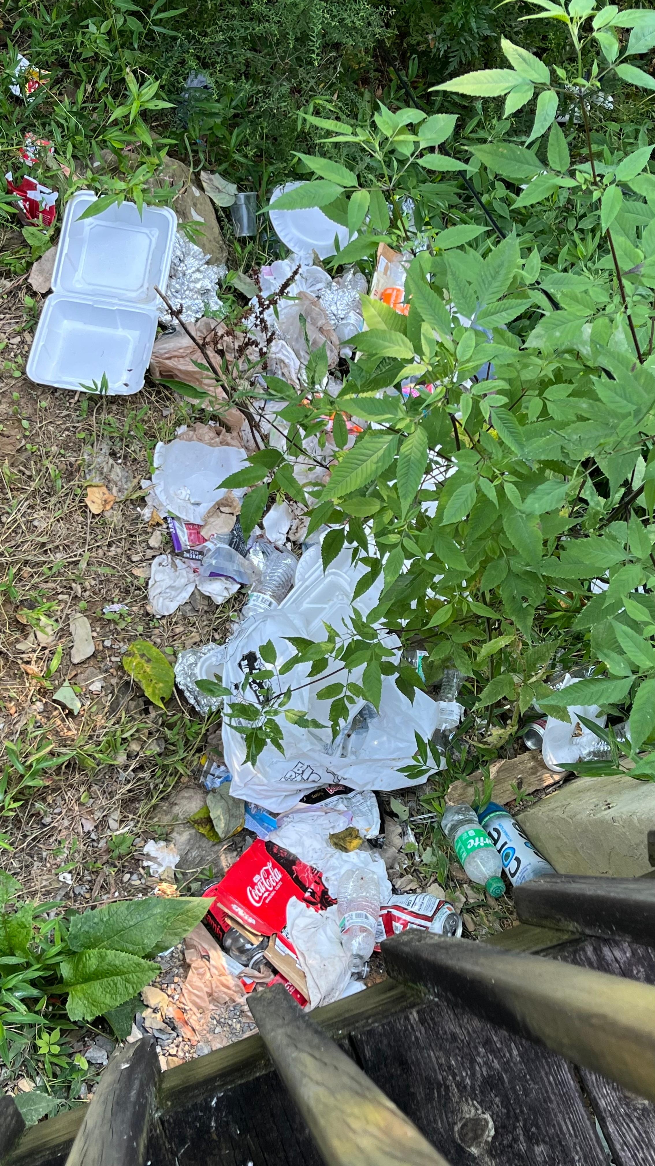 Trash at end of porch