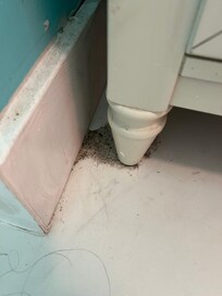 Sand piles in upstairs bathroom on floor