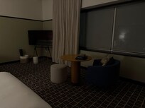 Large room with small foyer and detached bathroom. Nice natural light but no city or river view from this side of the hotel.