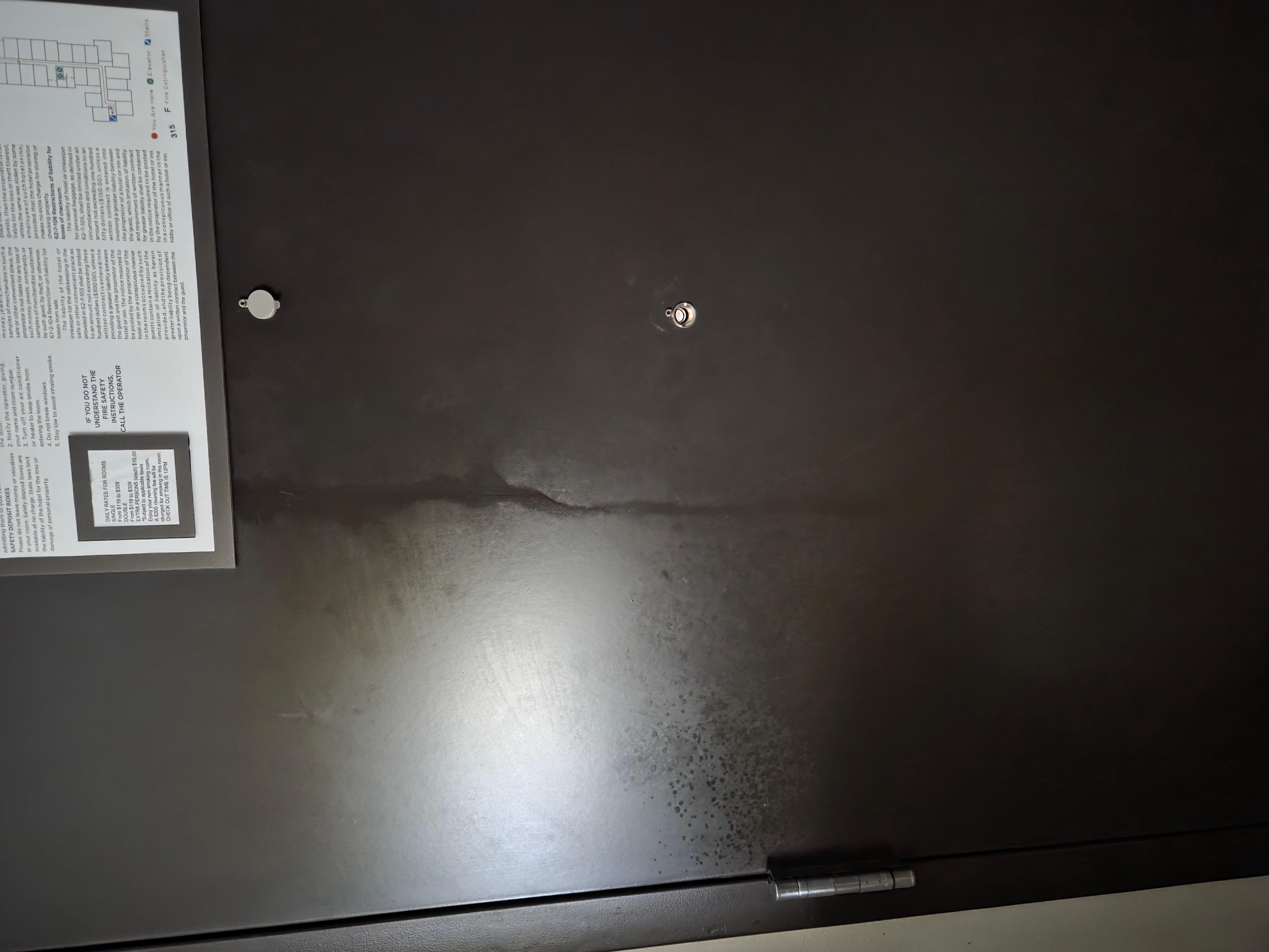 Moisture condensation on the door.