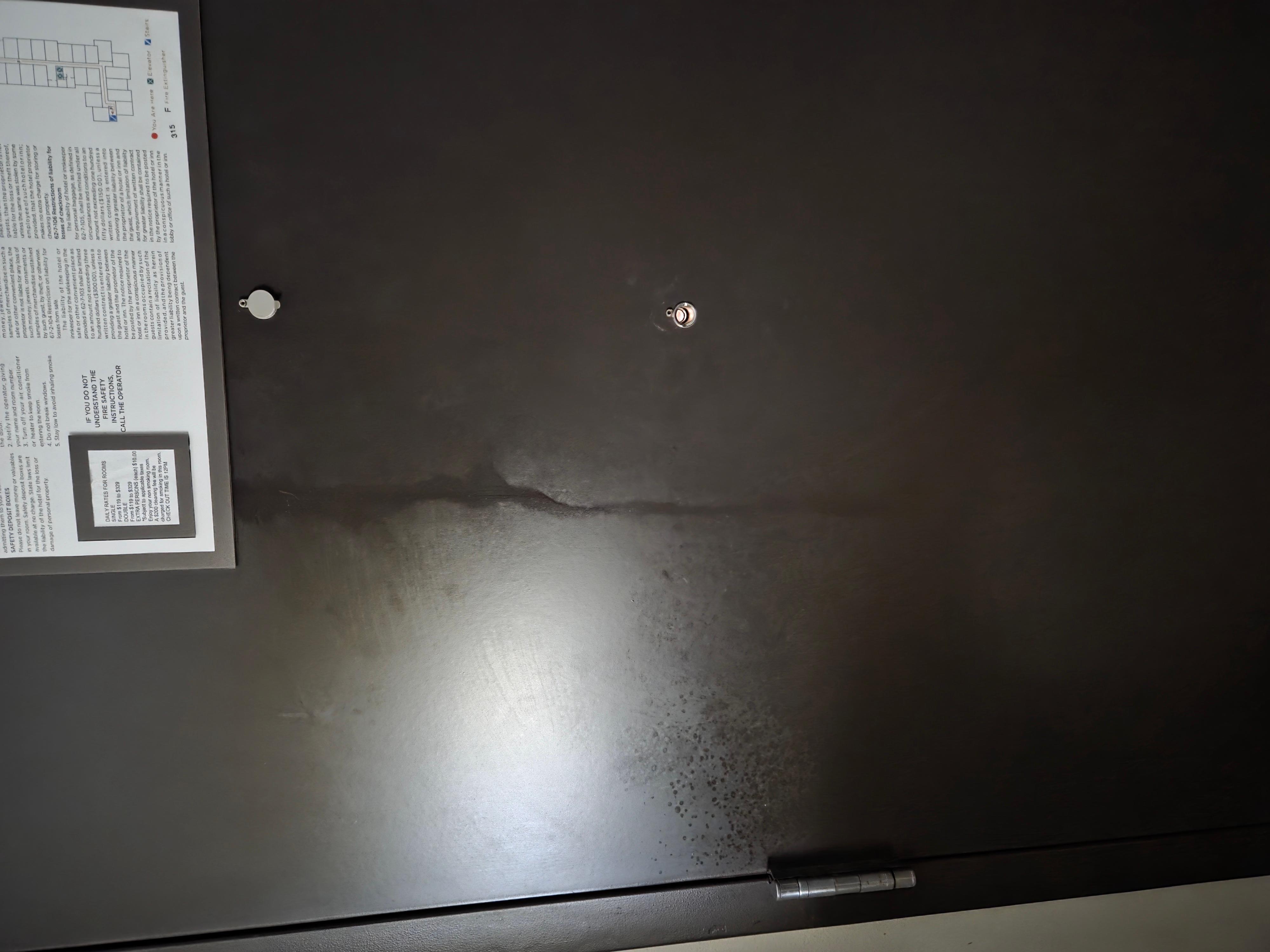 Moisture condensation on the door.