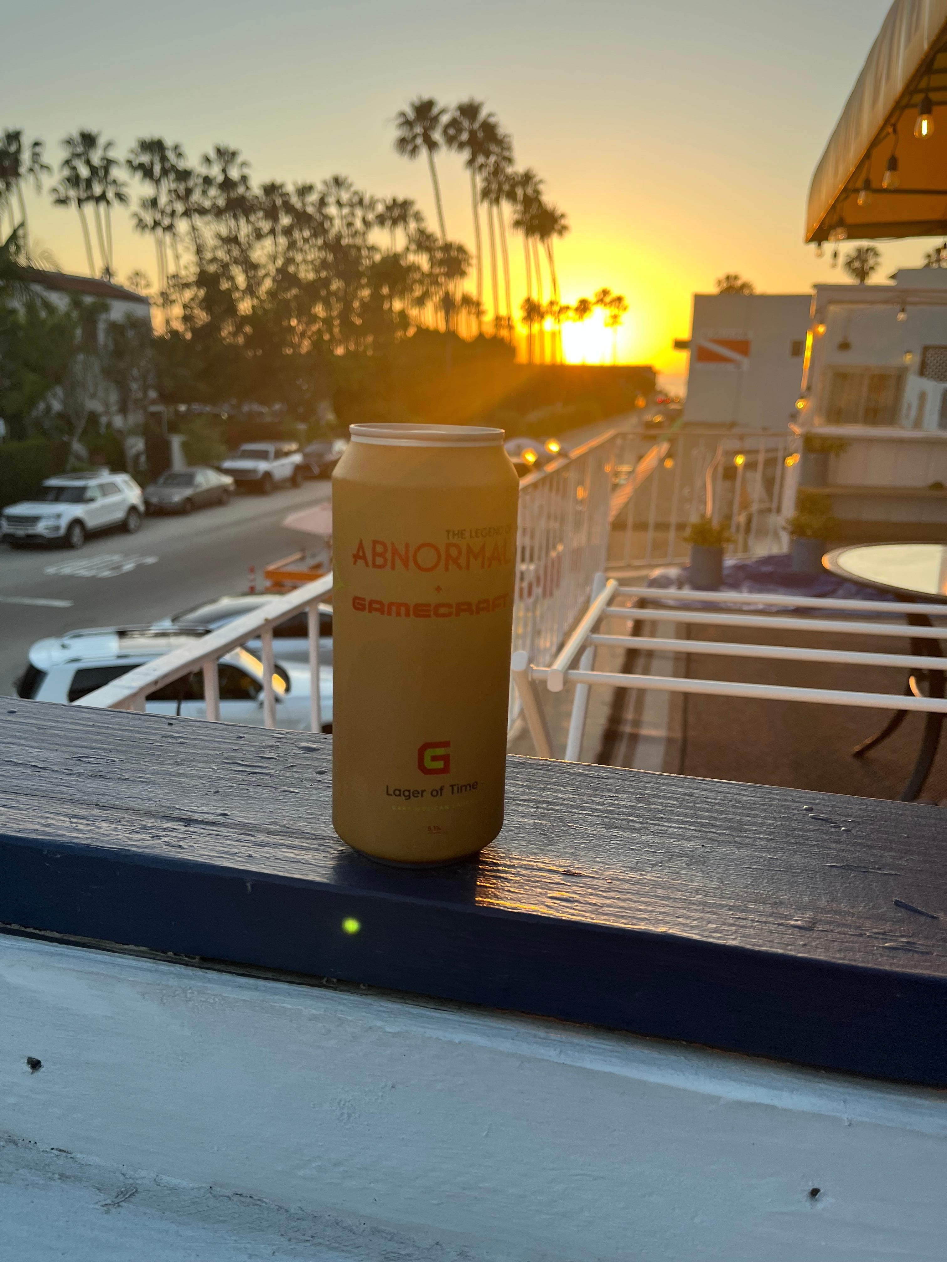 Beautiful sunset and a cold beer out on the balcony. 