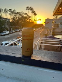 Beautiful sunset and a cold beer out on the balcony.