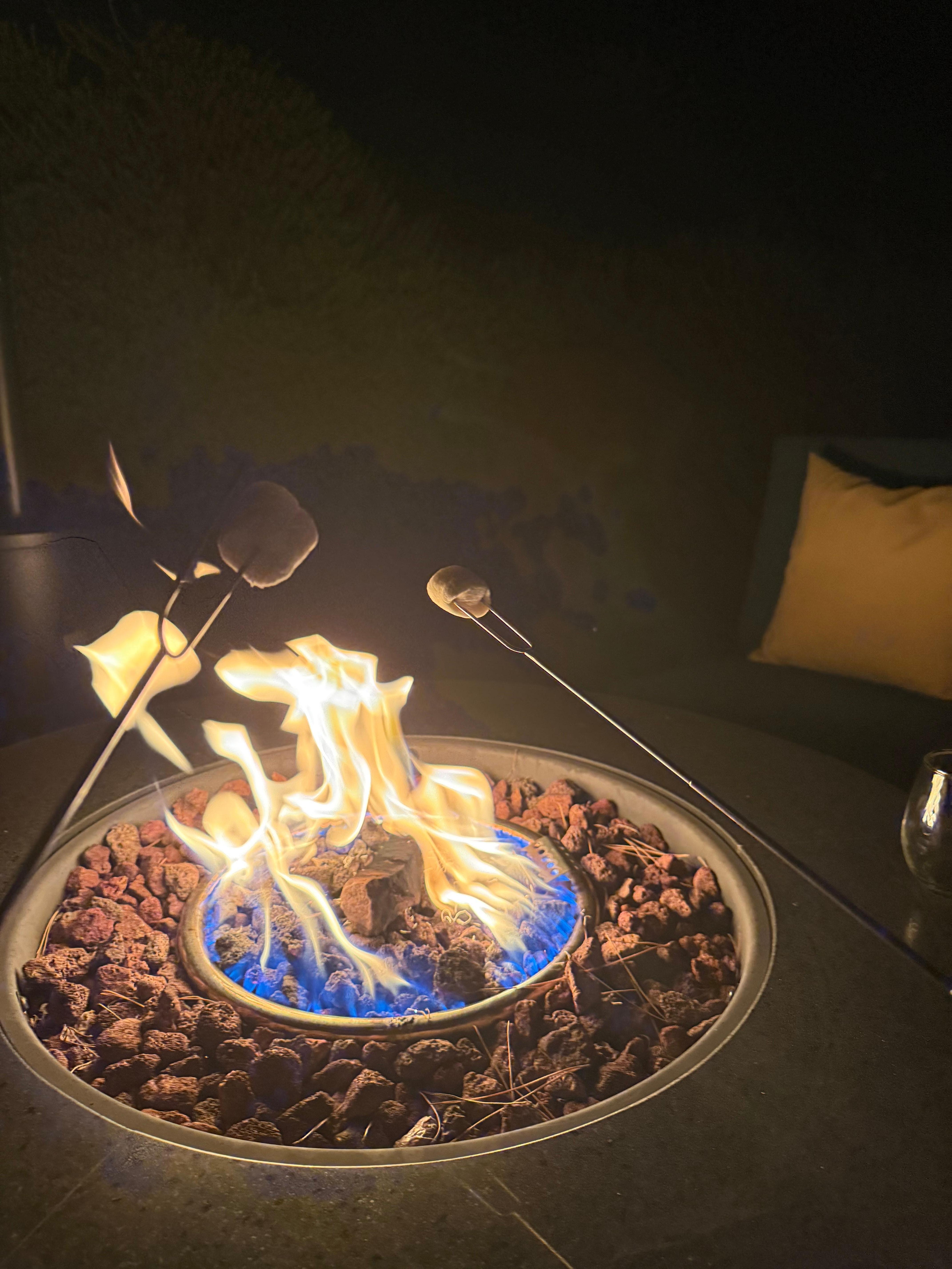 Making smores at the fit pit