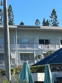 Exterior fascia torn off in parts and not replaced.