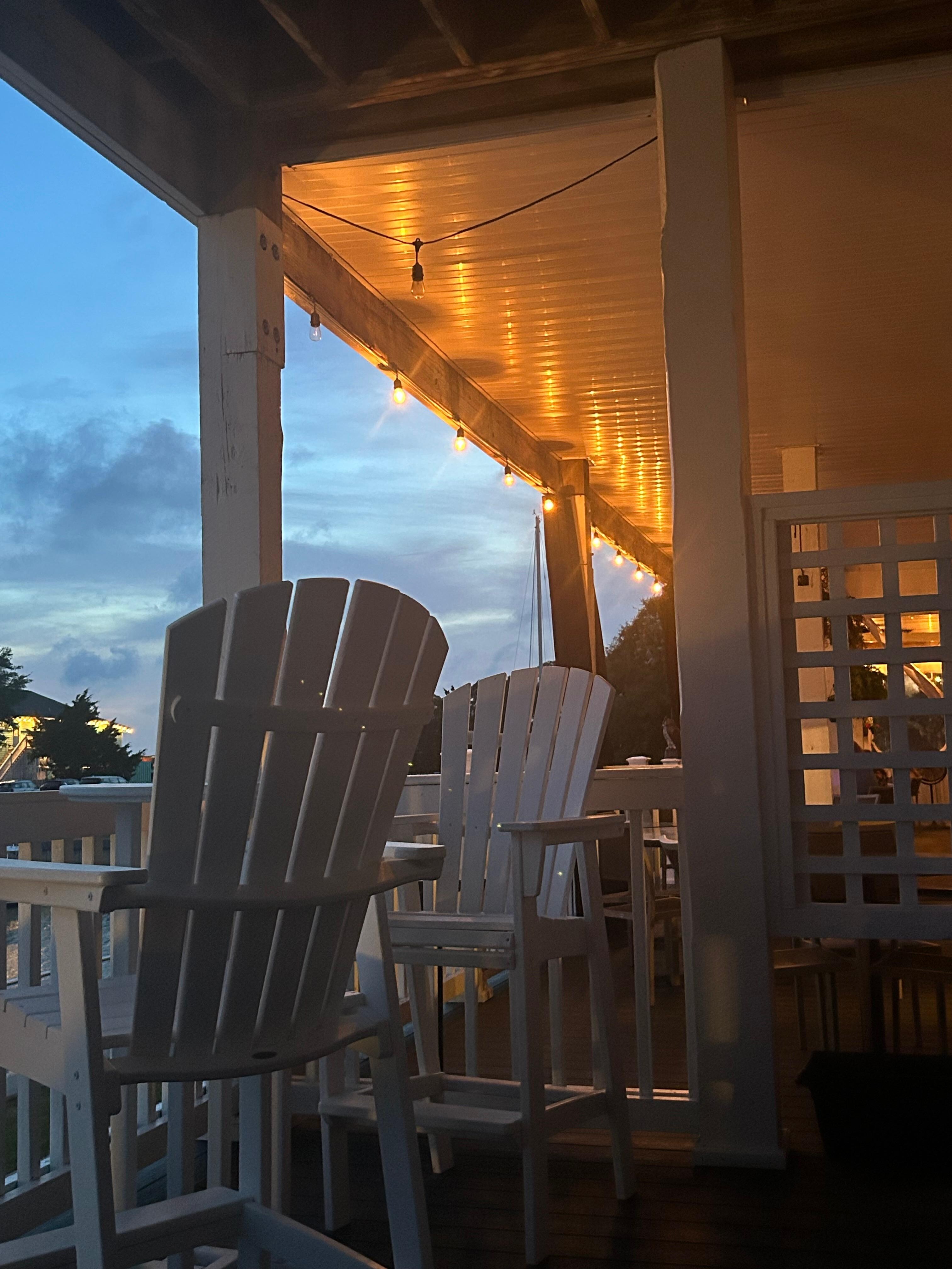 The lighted area is where the restaurant’s deck area begins—so on busy nights, restaurant guests are sitting very close.