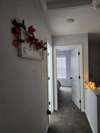 Upstairs hallway, with Thanksgiving & Fall decorations
