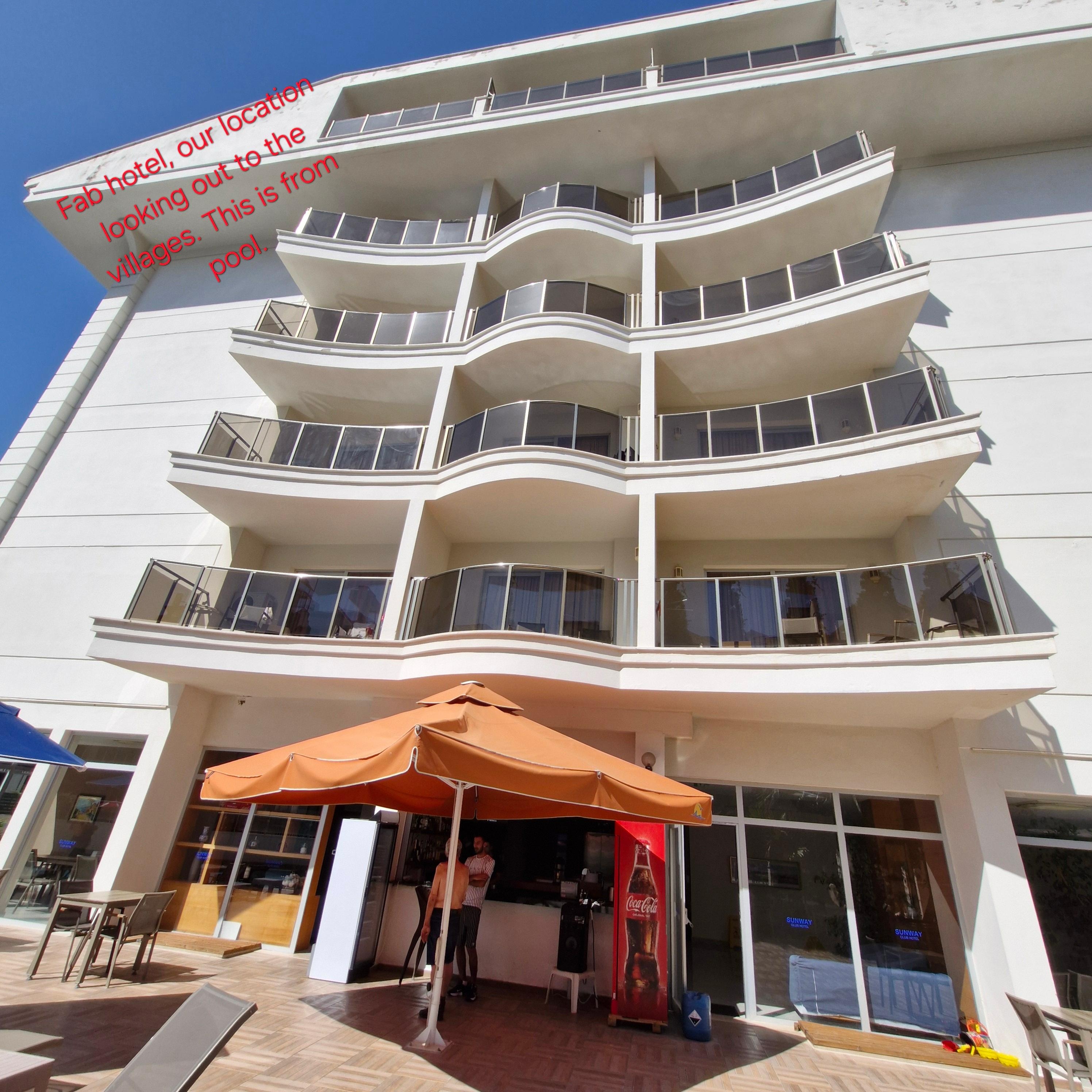 Great location for beach, walks to Marina. Eclemer if wanting a good walk with some beautiful spots on route. Shopping, restaurants, bars on doorstep. Loved this hotel as we had the perfect lookout of the villages & hills. Tops for us. Staff amazing.