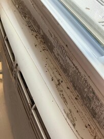 Filth on top of Kitchen window “A/C” unit. The unit itself barely moved air.