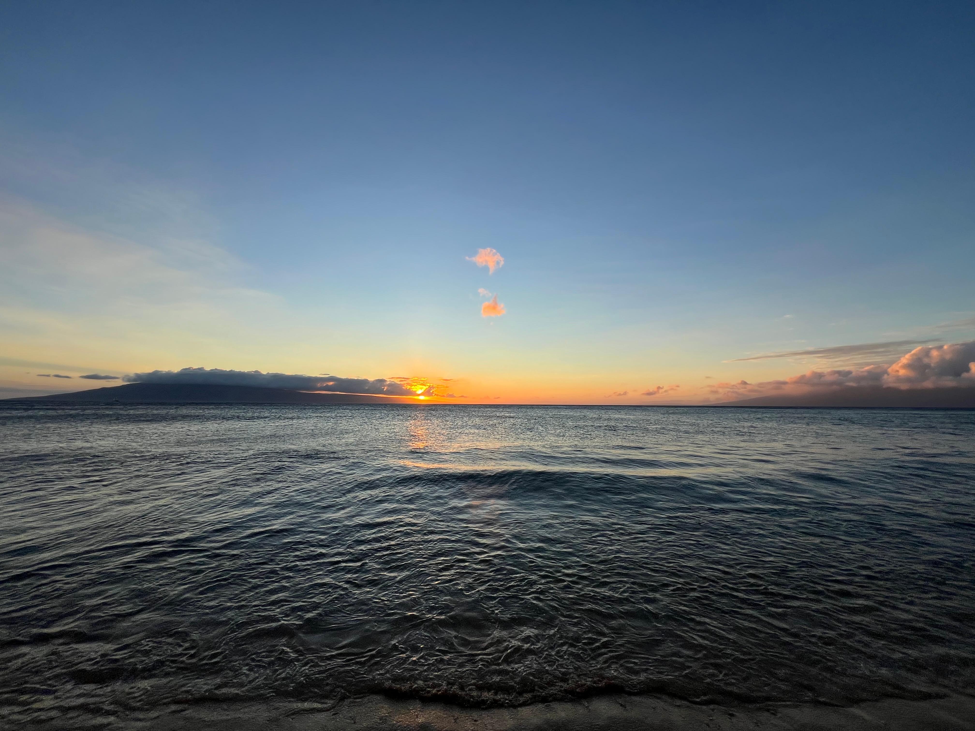 Sunset view from beach in front of complex