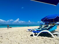 beach chairs and umbrellas