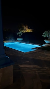 Night view if the heated pool