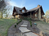 The cabin front sidewalk