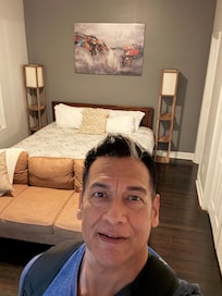 Nice and cozy, with a comfy bed and pillows.