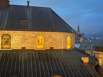 Sunrise on the Basilica across the street