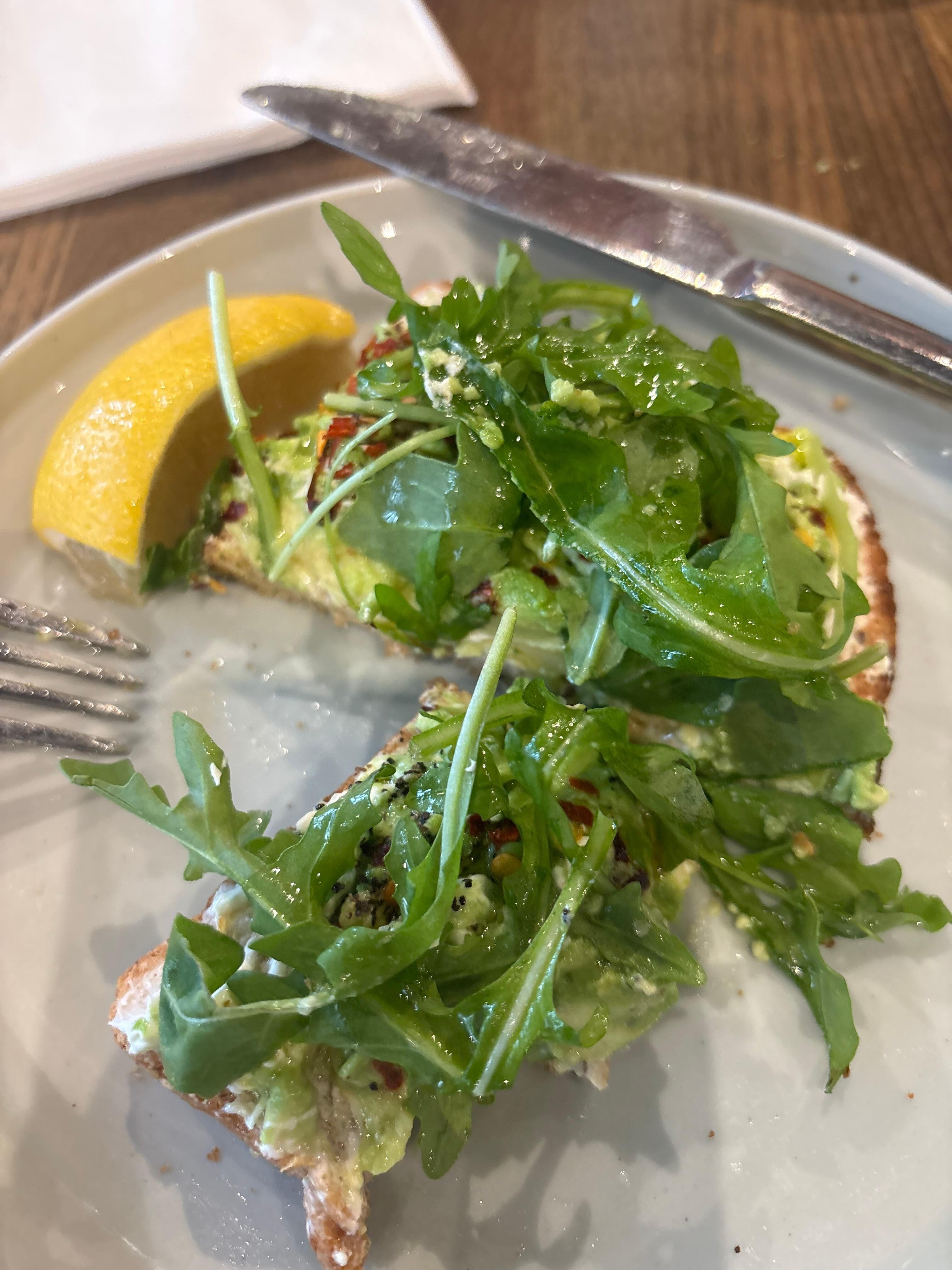 Avocado toast at The Well. A great coffee spot
