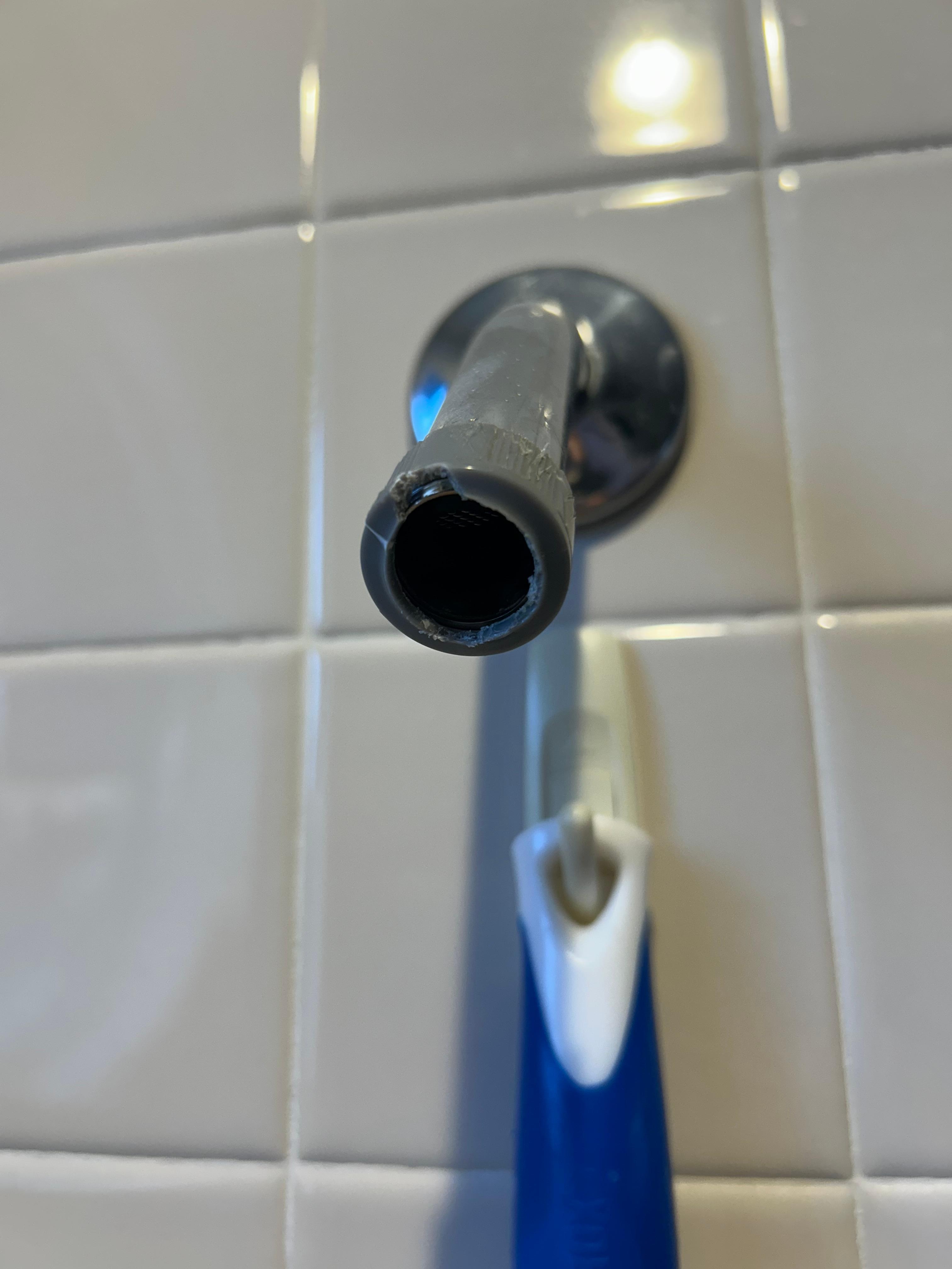 Picture sent to host    Of shower head that spontaneously combusted while using