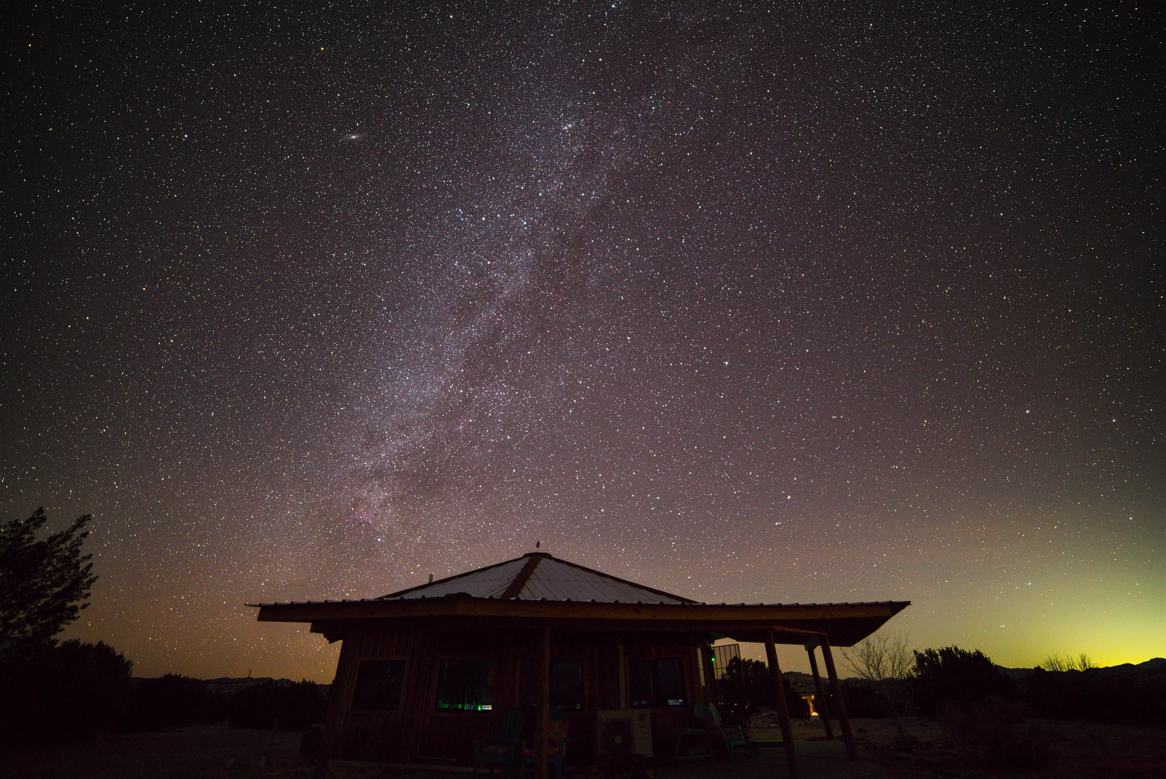 Winter Milky Way arch outside the hogan 