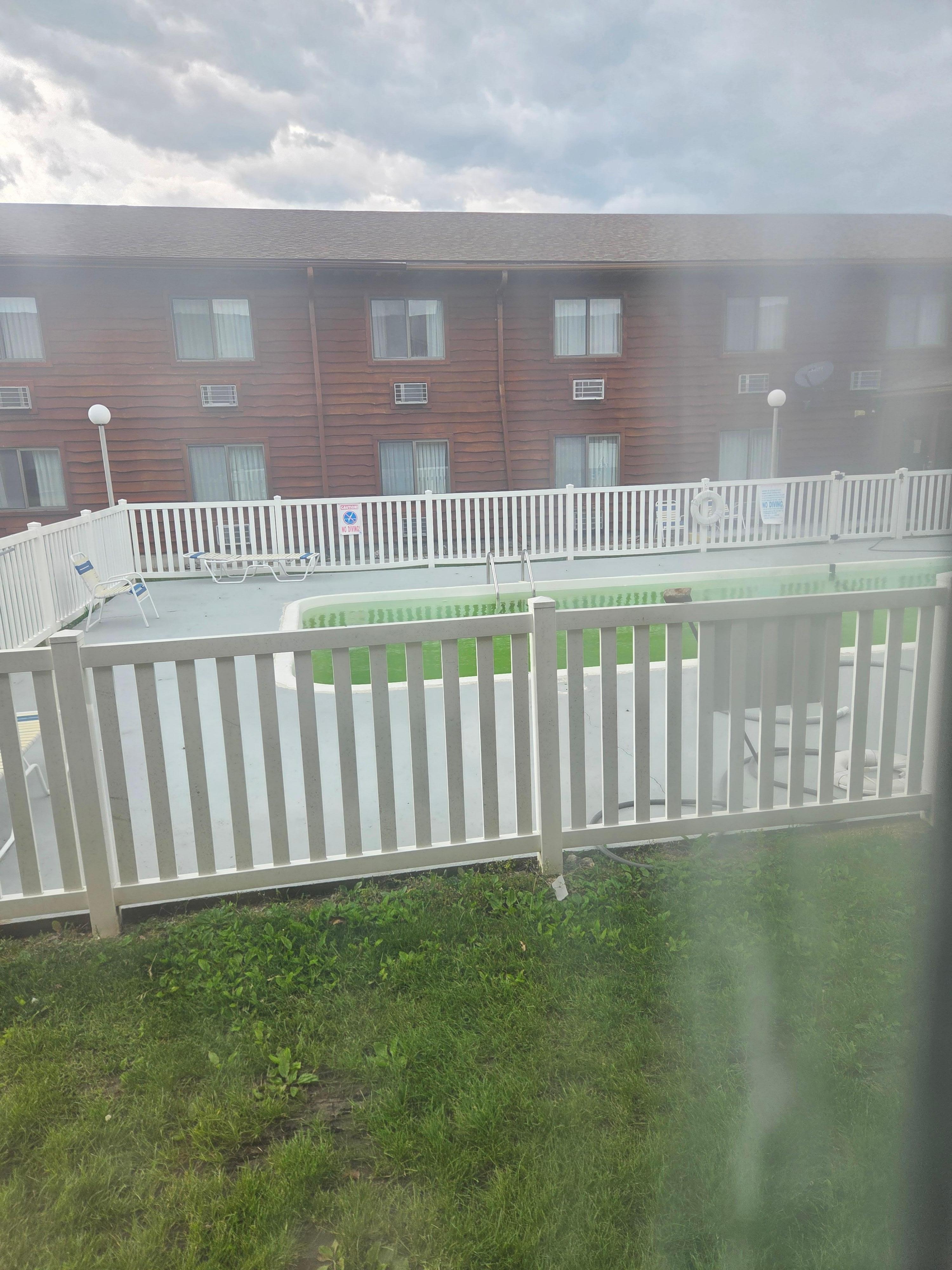 Green pool that is out of order