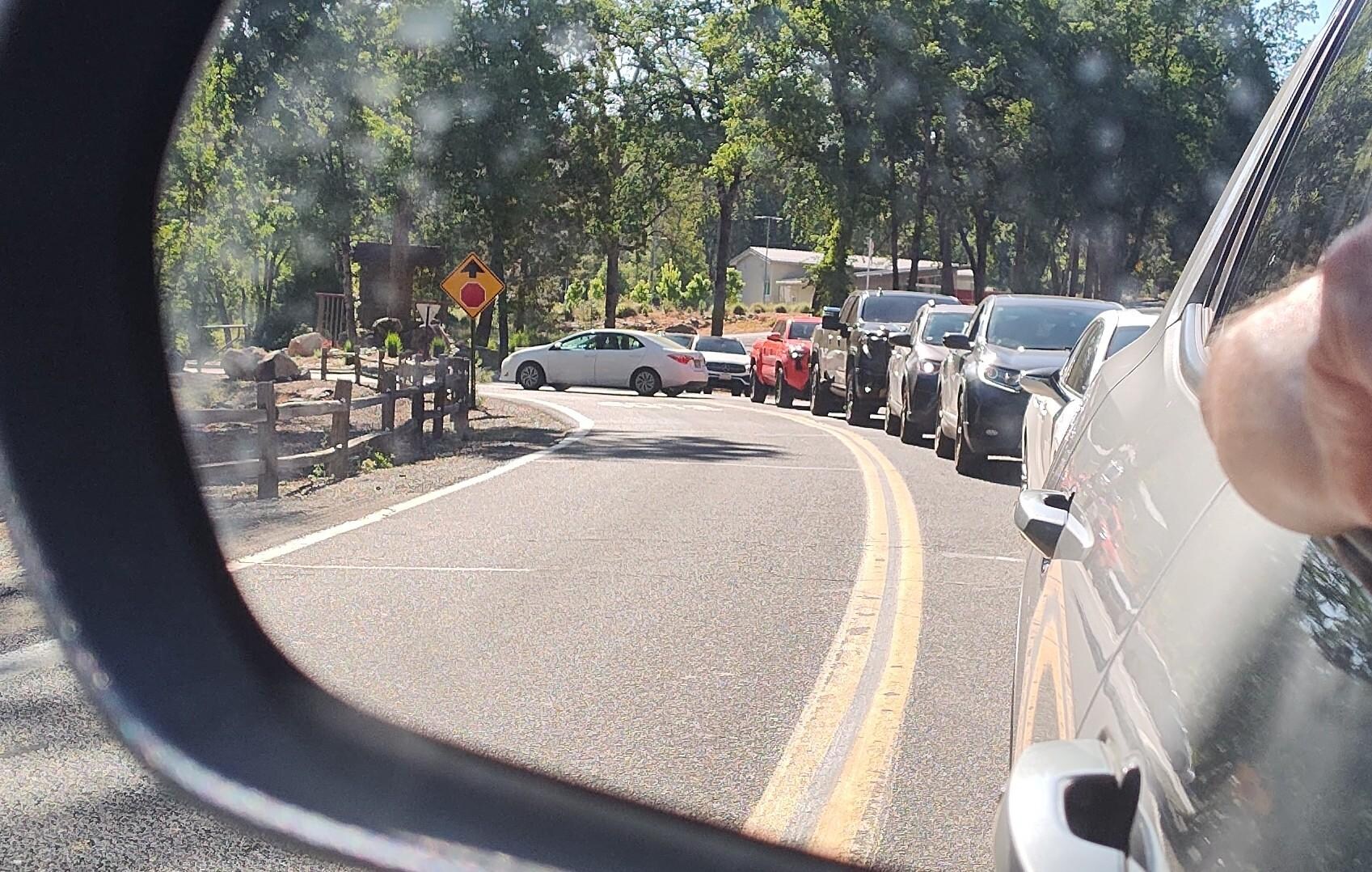 traffic backed up at main gate