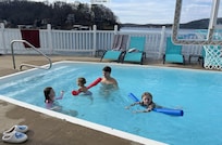 Sunny and 76?? My college-age grandchildren gladly braved the pool to entertain their young cousins!!