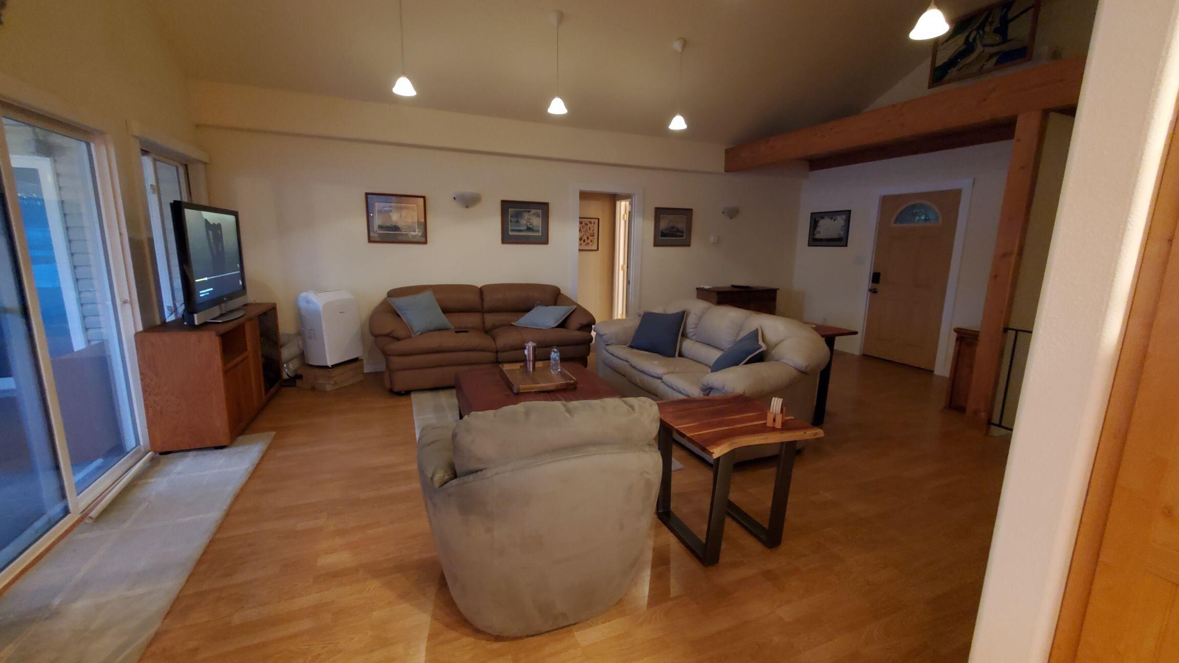 Comfortable living room and a view of the Inlet