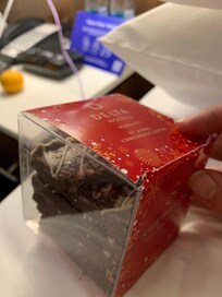 A sweet treat of peppermint bark from Newfoundland chocolate company to welcome us on Christmas Eve.